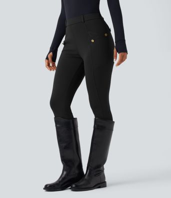 Šauras bikses augustu vidukli a kabatām