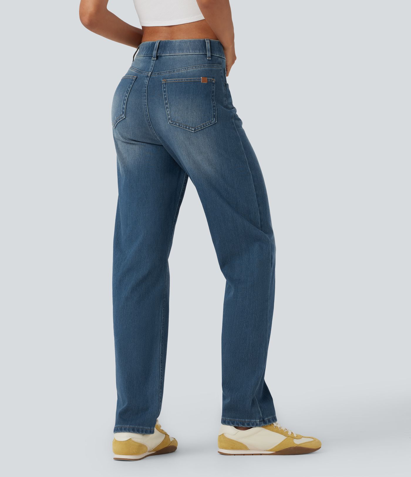 Halara Flex™ High Waisted Tummy Control Pockets Straight Leg Washed Casual Jeans Halara Flex™ High Waisted Tummy Control Pockets Straight Leg Washed Casual Jeans