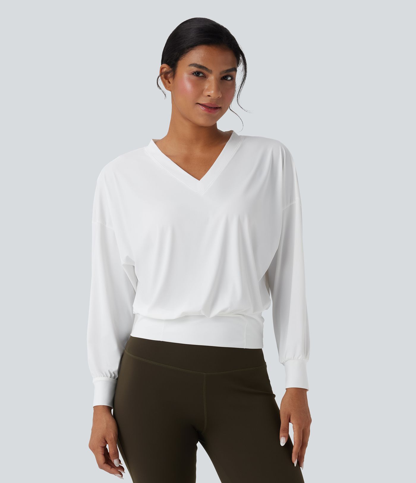 Oversized Yoga-Sport-Top mit V-Ausschnitt und Cool-Touch - schnelltrocknend