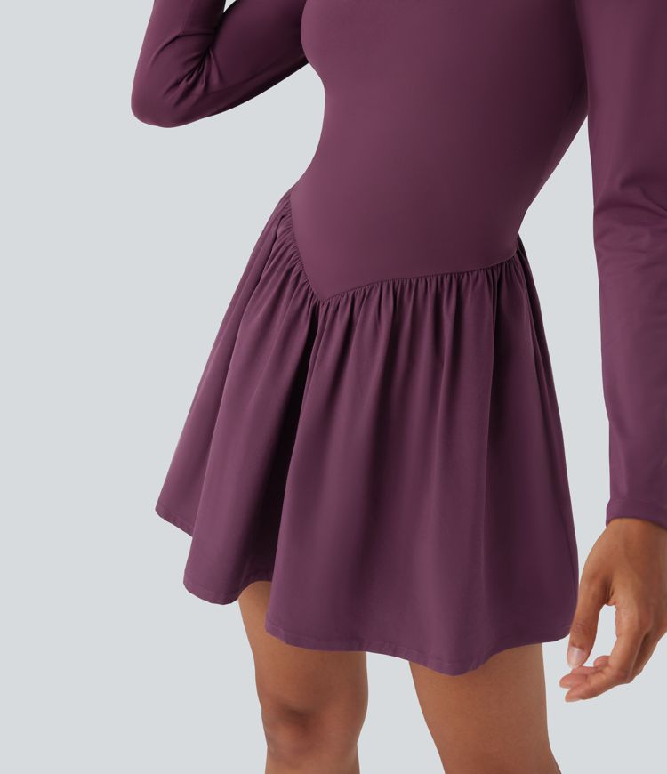 Robe mini casual Breezeful™ col carré manches longues séchage rapide avec poches