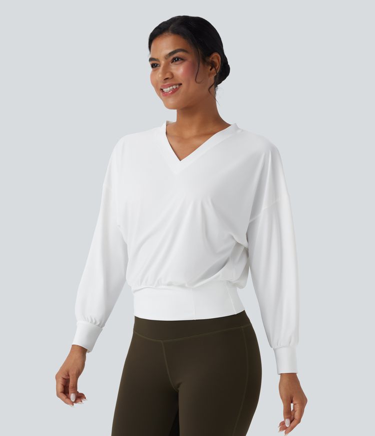 Oversized Yoga-Sport-Top mit V-Ausschnitt und Cool-Touch - schnelltrocknend