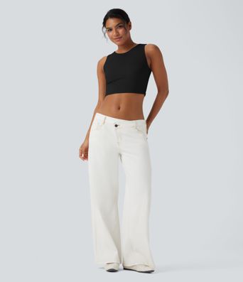 Ribbed Knit Ultra-slim Cropped Casual Tank Top