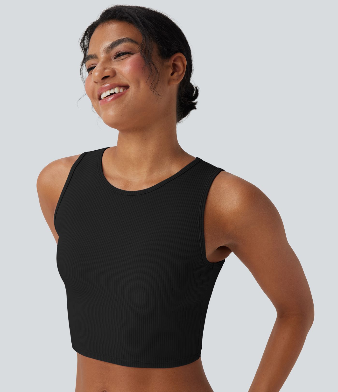 Ribbed Knit Ultra-slim Cropped Casual Tank Top
