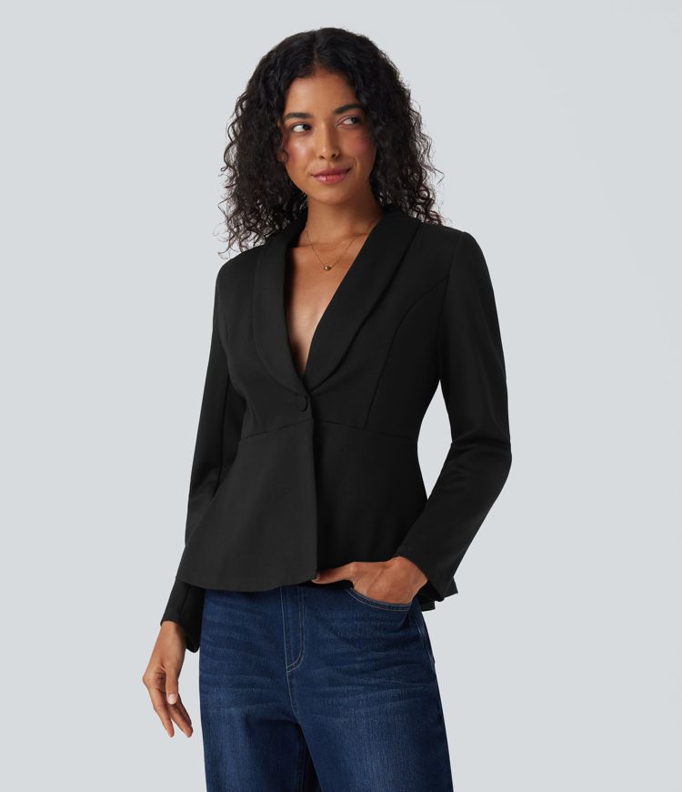 Shawl Collar Long Sleeve Work Blazer