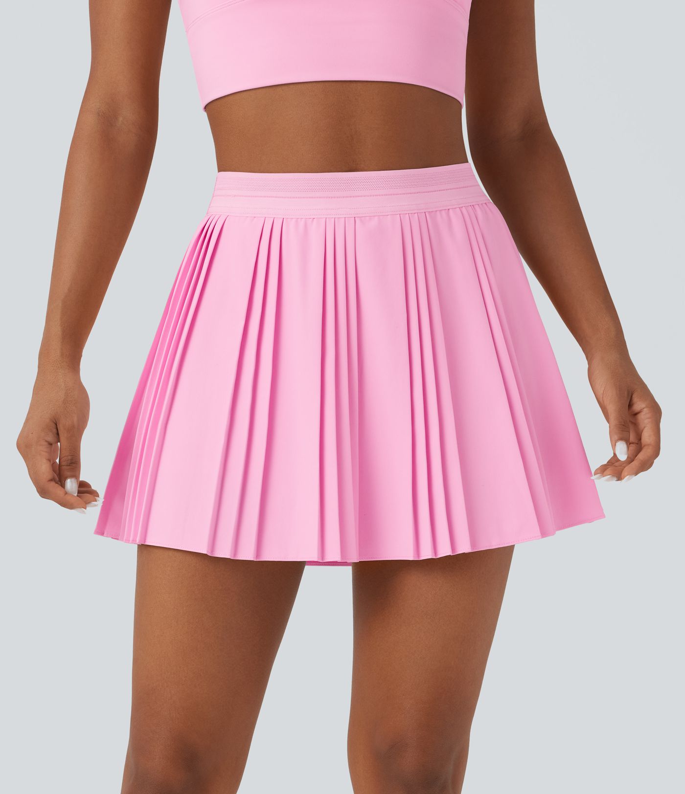 High Waisted 2-in-1 Pleated Mini Quick Dry Tennis Skirt with Pockets