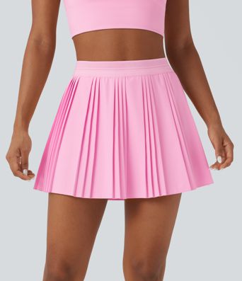 High Waisted 2-in-1 Pleated Mini Quick Dry Tennis Skirt with Pockets