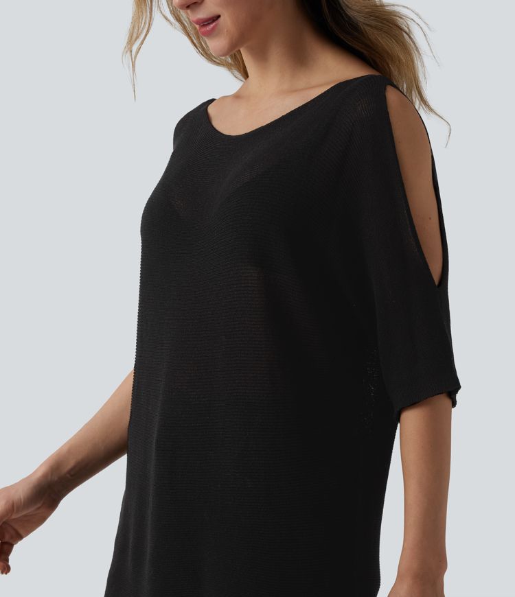 One Shoulder Half Sleeve Casual Jumper 