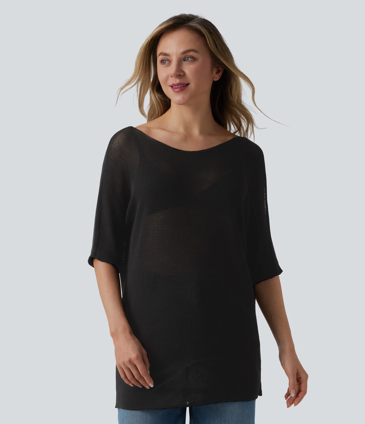One Shoulder Half Sleeve Casual Jumper 