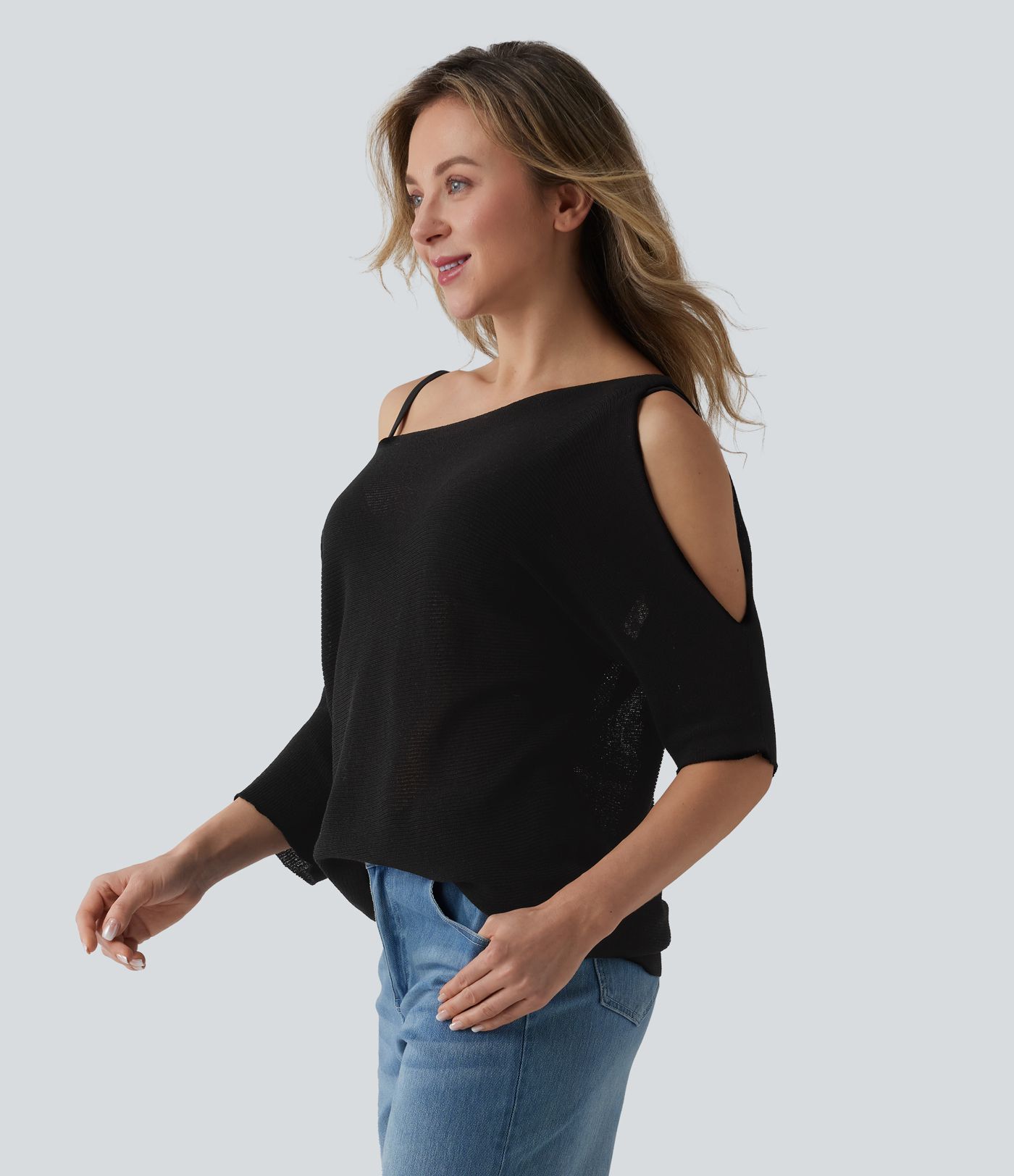 One Shoulder Half Sleeve Casual Jumper 