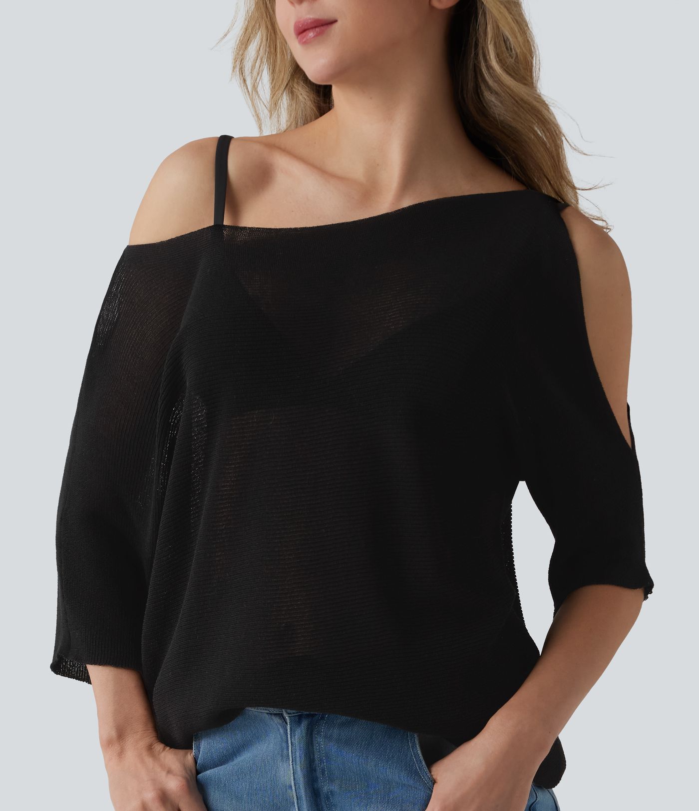 One Shoulder Half Sleeve Casual Jumper 