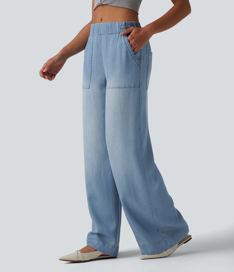 Lässige Jeans aus Lyocell mit mittelhohem Bund und mehreren Taschen