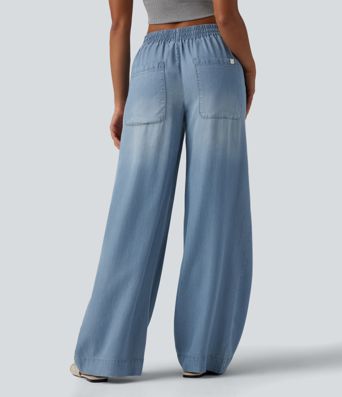 Lässige Jeans aus Lyocell mit mittelhohem Bund und mehreren Taschen