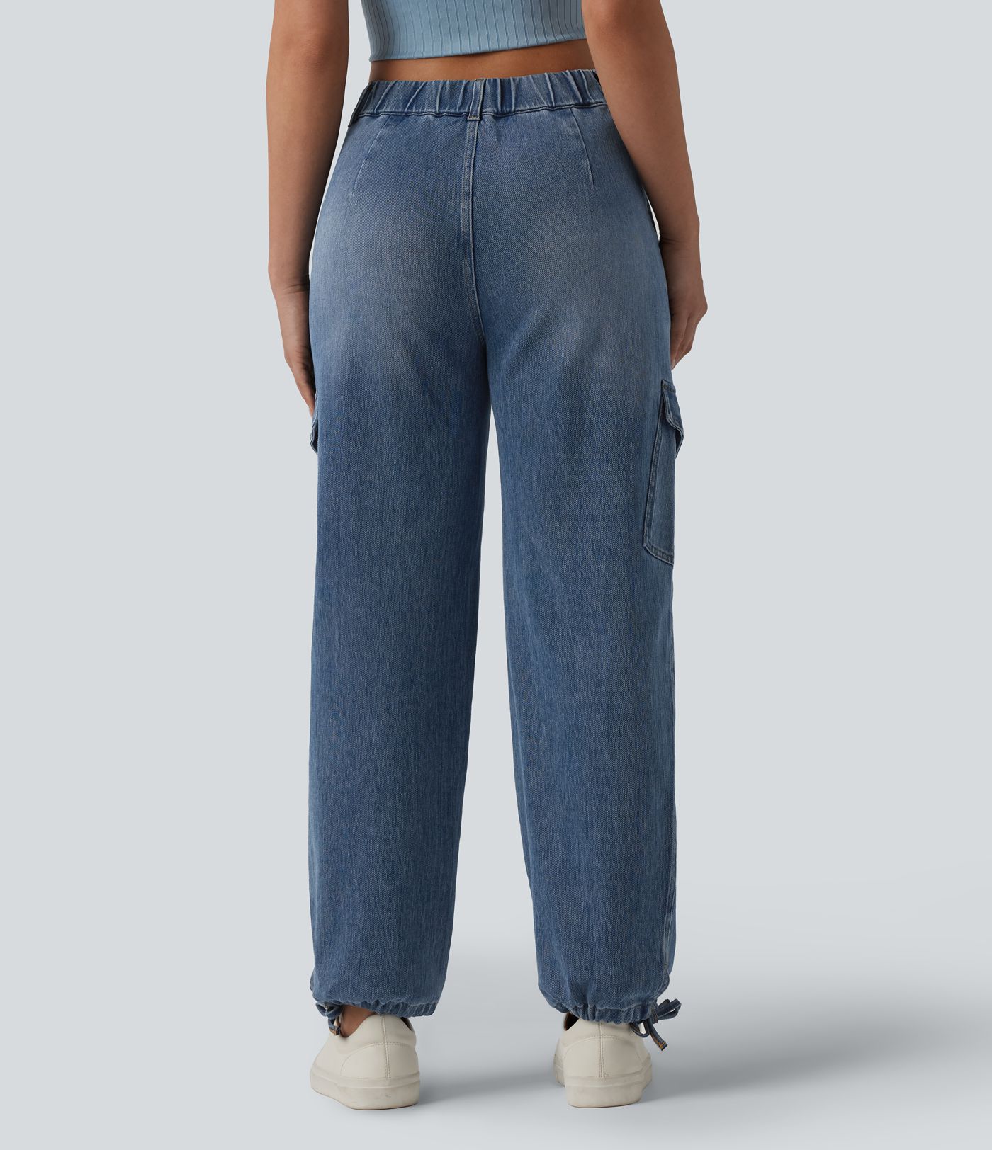 Halara Flex™ mittler Leibhöhe – gewaschene, lässige Cargo-Jeans mit Taschen