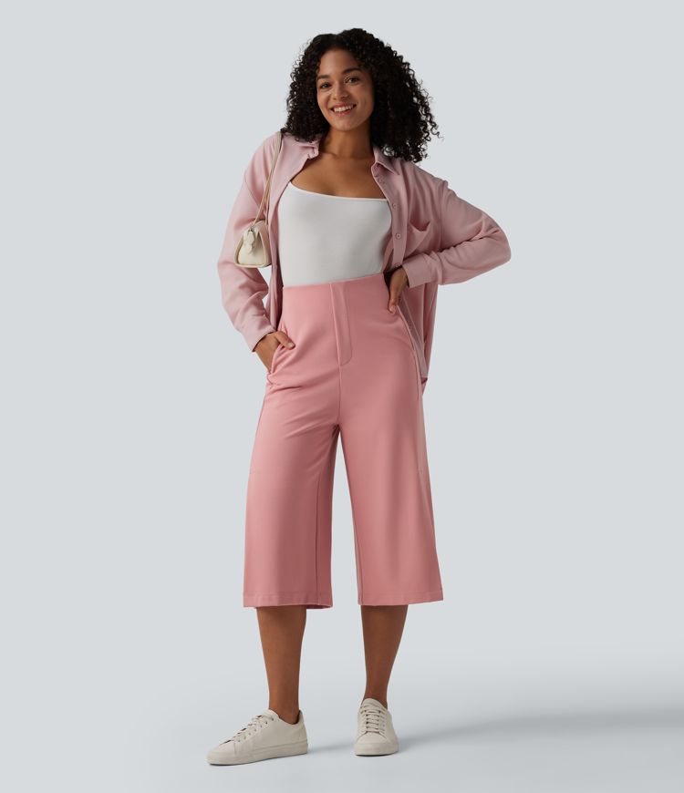 Halara Flex™ High Waisted Wide Leg Capri Suit Work Pants with Pockets