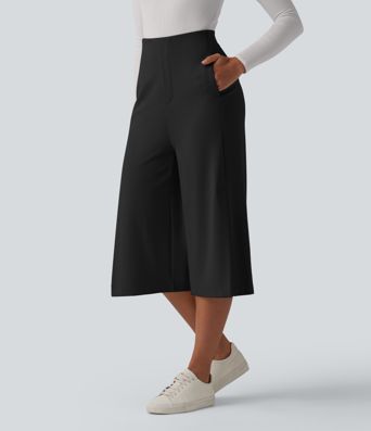 Halara Flex™ High Waisted Wide Leg Capri Work Pants with Pockets