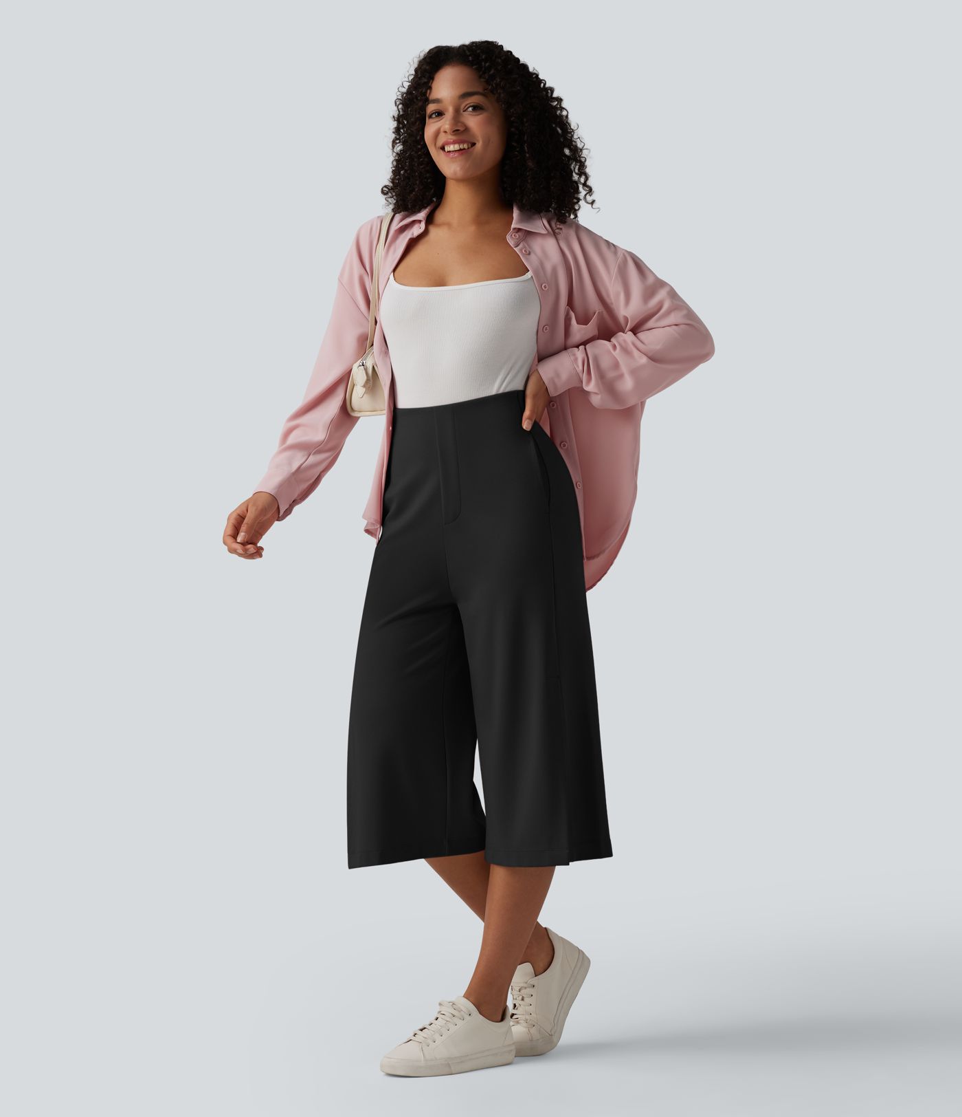 Halara Flex™ High Waisted Wide Leg Capri Work Pants with Pockets