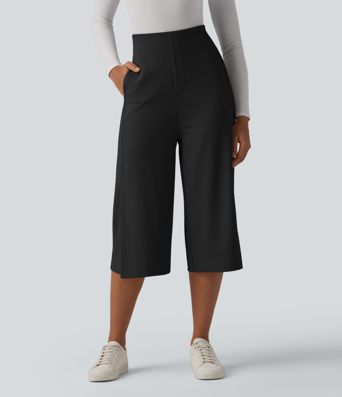 Halara Flex™ High Waisted Wide Leg Capri Work Pants with Pockets