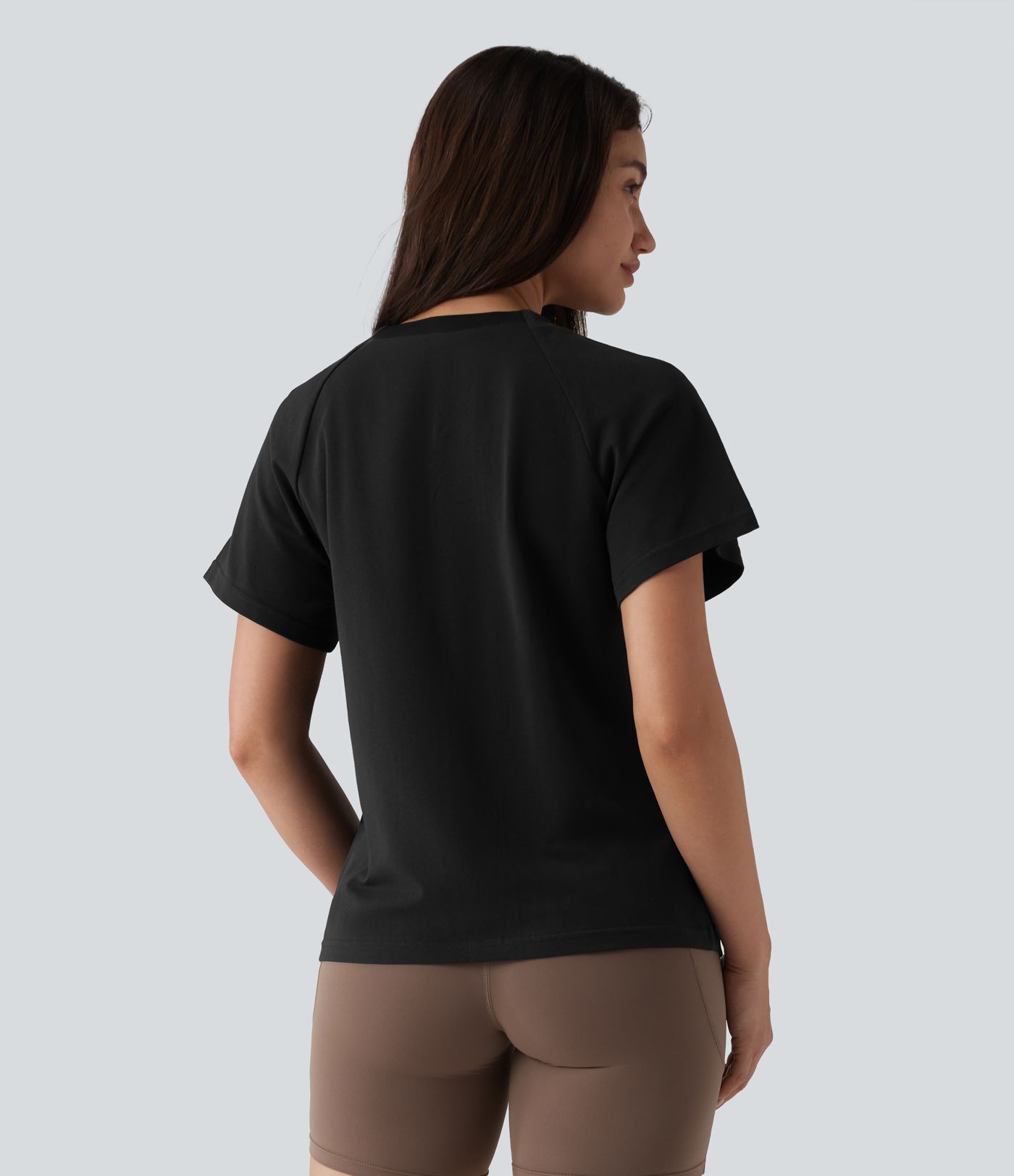 T-shirt Halara décontracté en jersey de coton à manches courtes col rond
