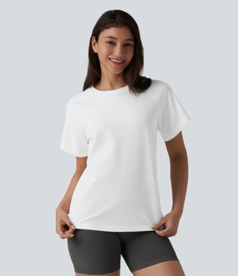 Lässiges Baumwoll-T-Shirt mit Rundhalsausschnitt und kurzen Ärmeln