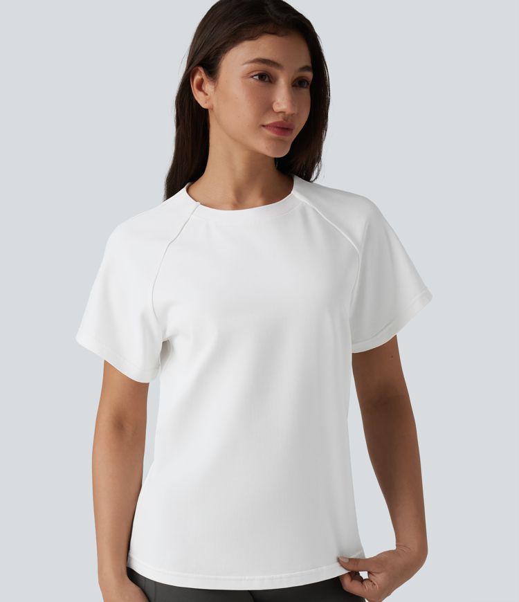 Lässiges Baumwoll-T-Shirt mit Rundhalsausschnitt und kurzen Ärmeln