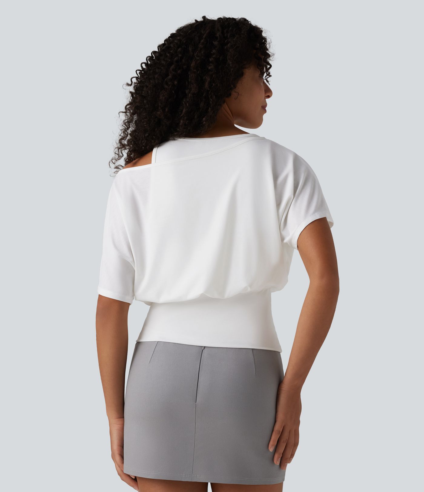 Top décontracté 2-en-1 à une épaule, manches courtes, à séchage rapide