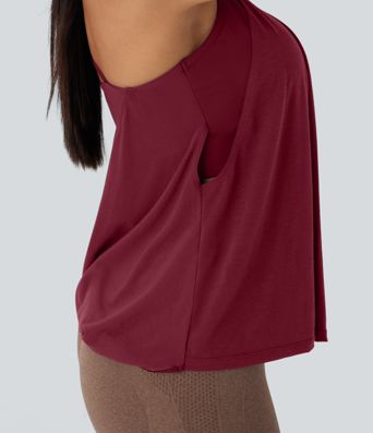 Double Straps Pleated Quick Dry Yoga Cami Top D-F Cups