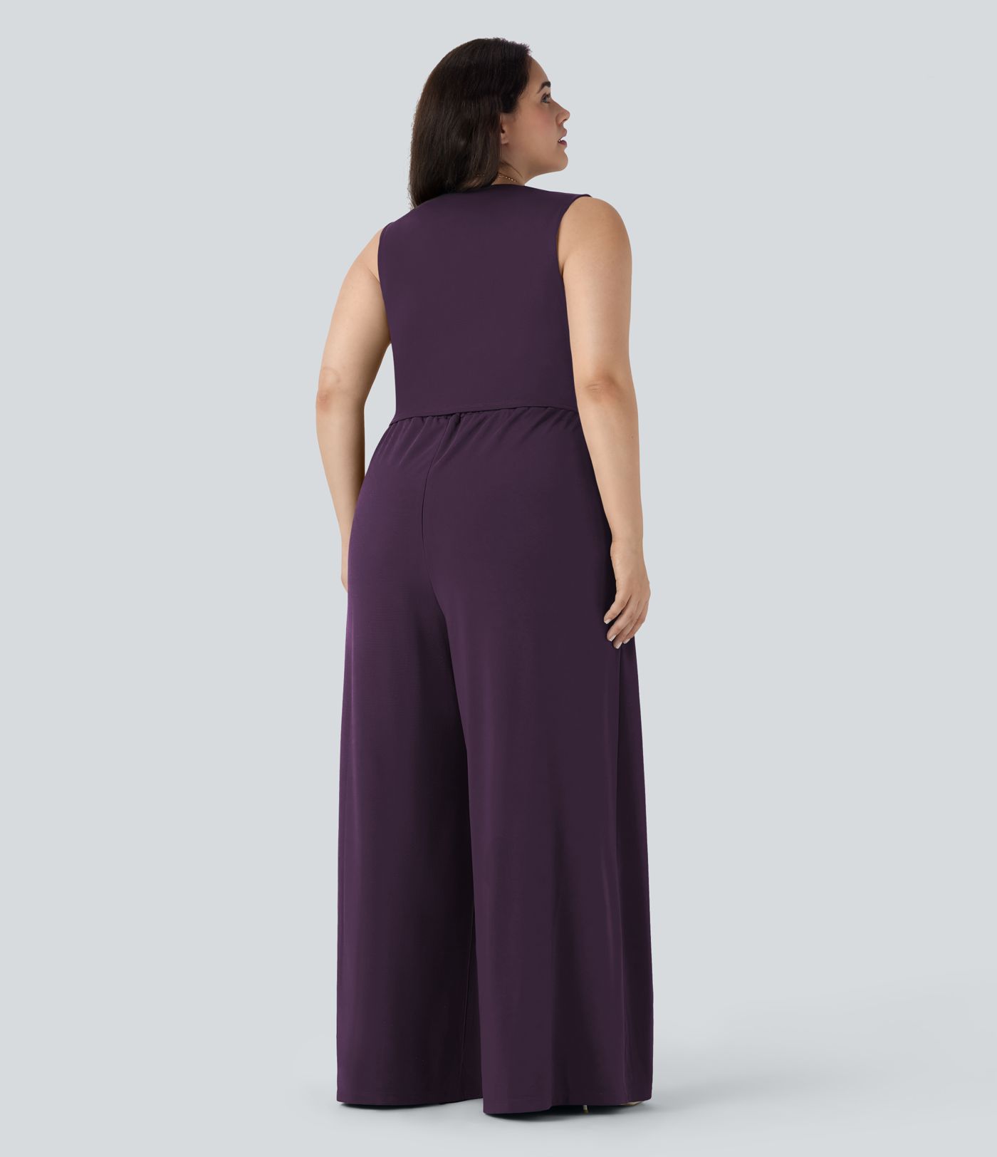 Plus Size V Neck Sleeveless Jumpsuit with Pockets-Easy Peezy Edition Plus Size V Neck Sleeveless Jumpsuit with Pockets-Easy Peezy Edition