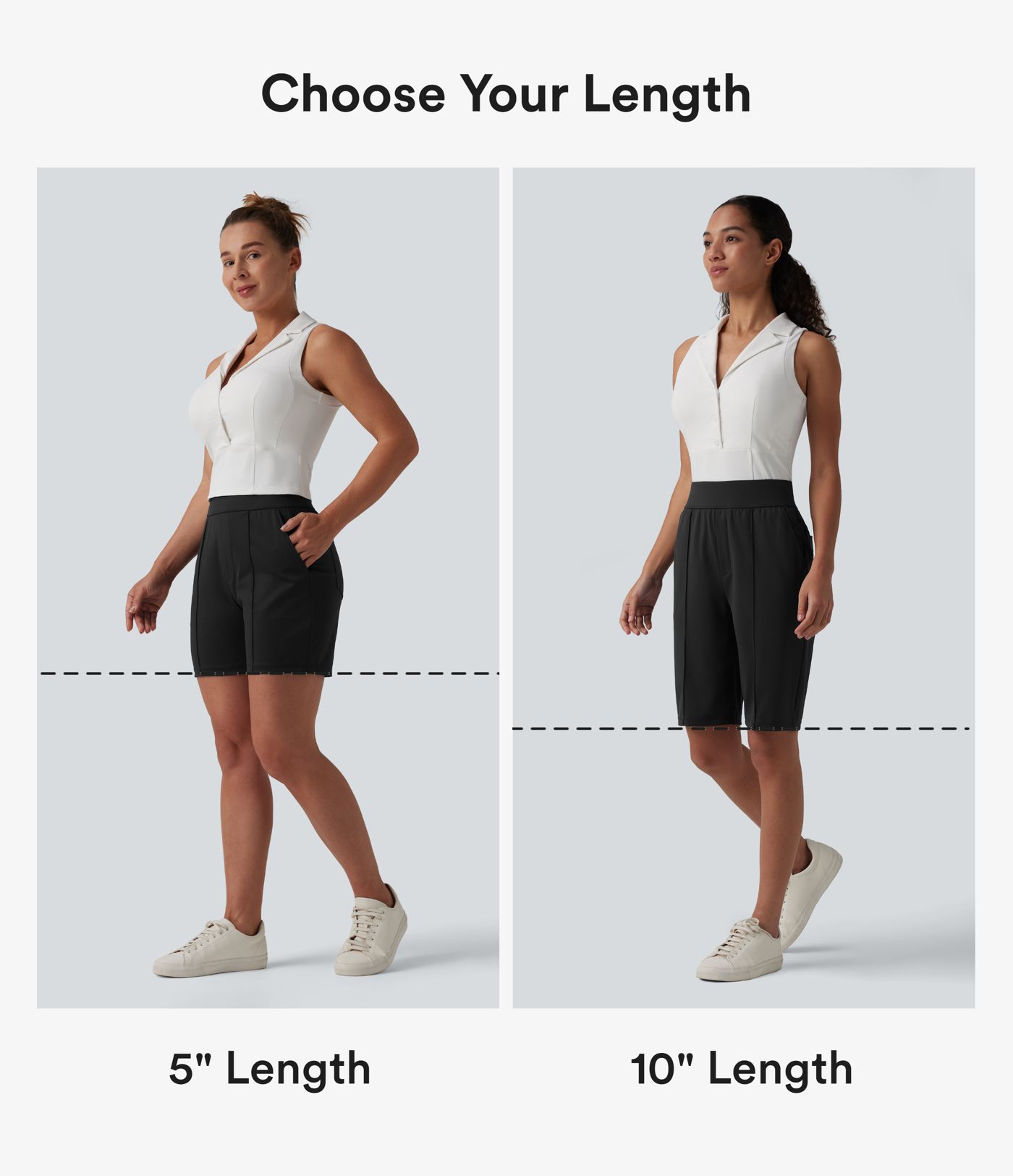 High Waisted Quick Dry Golf Shorts with Pockets 10''-Golf Tee-UPF40+