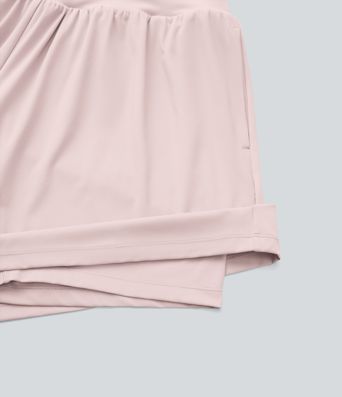 SoftlyZero™ Airy Super High Waisted 2-in-1 Cool Touch Yoga Plus Size Shorts 7" with Pockets