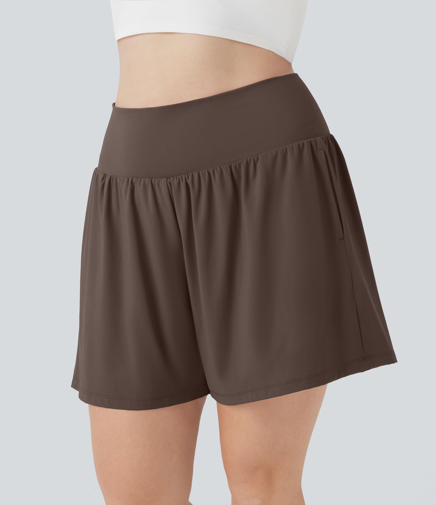 Softlyzero™ Airy Super High Waisted 2-in-1 Cool Touch Yoga Plus Size Shorts 7" with Pockets Softlyzero™ Airy Super High Waisted 2-in-1 Cool Touch Yoga Plus Size Shorts 7" with Pockets