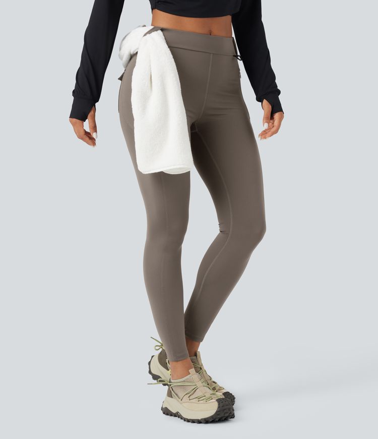 Wear-Resistant Mid Rise Cargo Hiking Leggings with Pockets