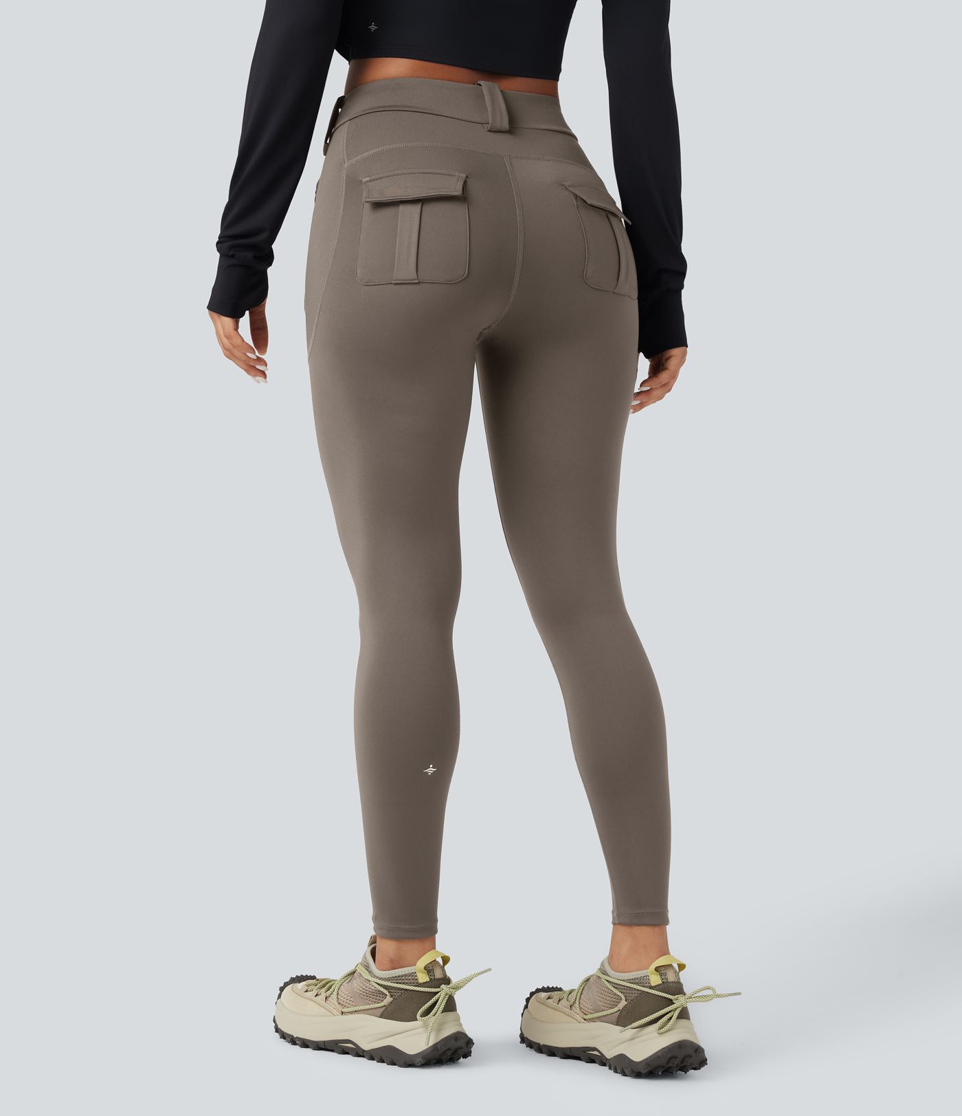 Wear-Resistant Mid Rise Cargo Hiking Leggings with Pockets