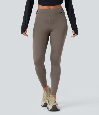Wear-Resistant Mid Rise Cargo Hiking Leggings with Pockets