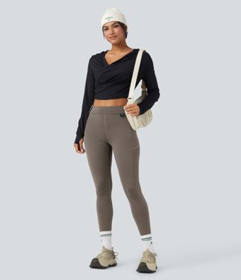 Wear-Resistant Mid Rise Cargo Hiking Leggings with Pockets