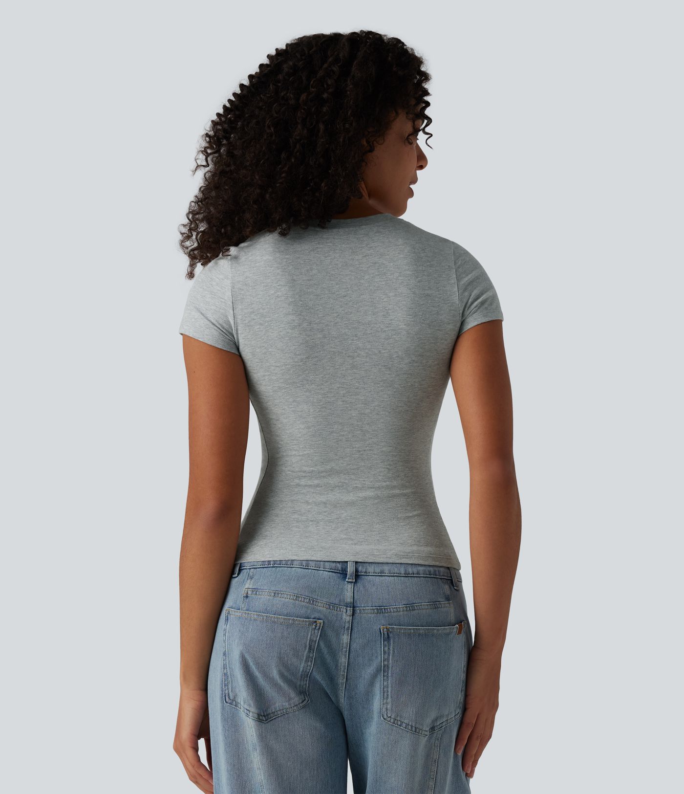 Halara Cotton Jersey Henley Short Sleeve Ultra-slim Casual T-Shirt