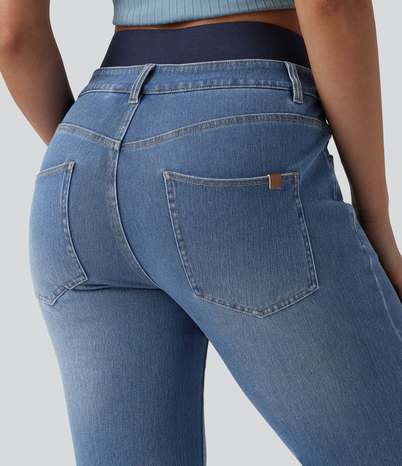 Halara Flex™ Double Waistband High Waisted Tummy Control Casual Flare Jeans with Pockets