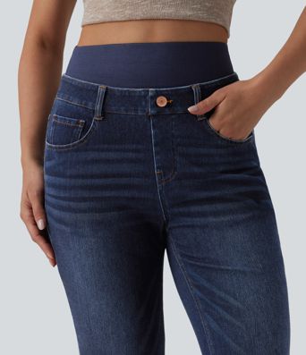 Halara Flex™ Double Waistband High Waisted Tummy Control Casual Flare Jeans with Pockets