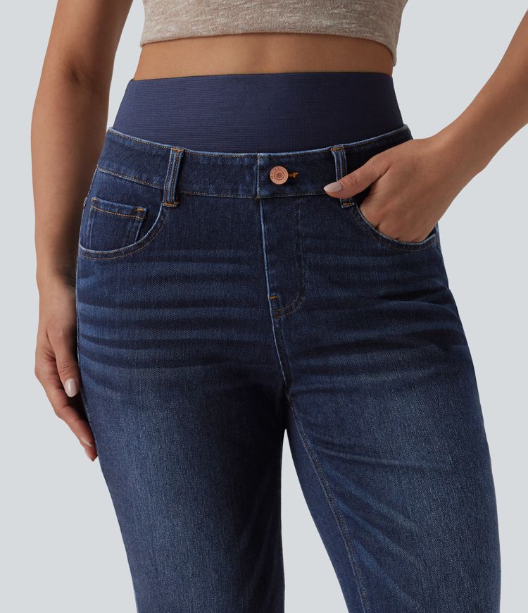 Halara Flex™ Double Waistband High Waisted Tummy Control Casual Flare Jeans with Pockets