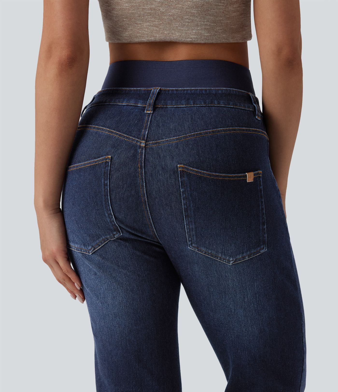 Halara Flex™ Double Waistband High Waisted Tummy Control Casual Flare Jeans with Pockets