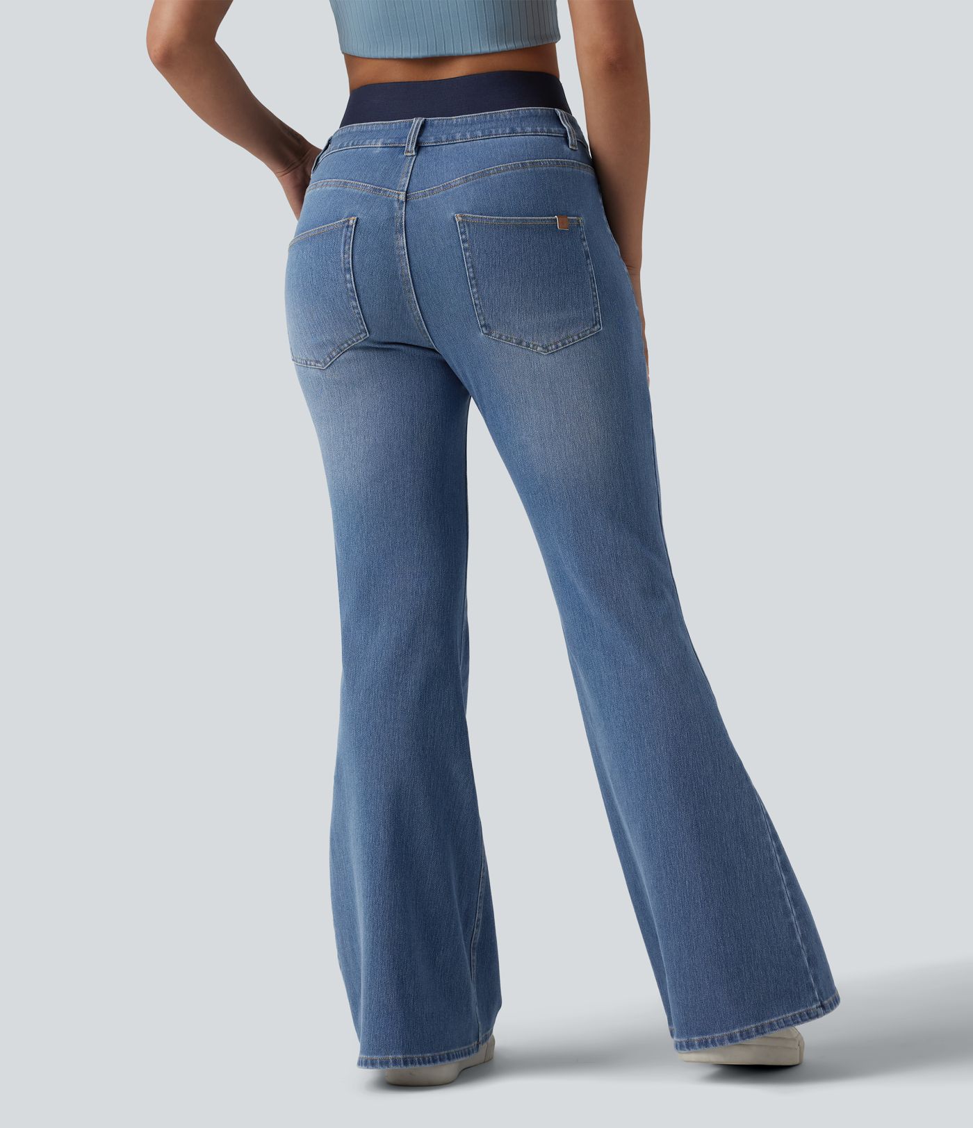 Halara Flex™ Double Waistband High Waisted Tummy Control Casual Flare Jeans with Pockets
