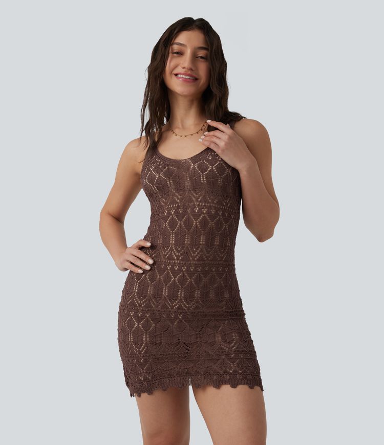 Bodycon Open Knit Mini Sweater Dress