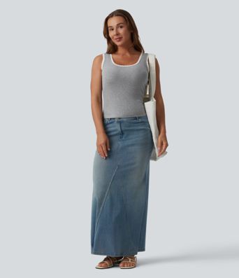 High Stretch Ribbed Scoop Neck Contrast Lace Casual Tank Top High Stretch Ribbed Scoop Neck Contrast Lace Casual Tank Top