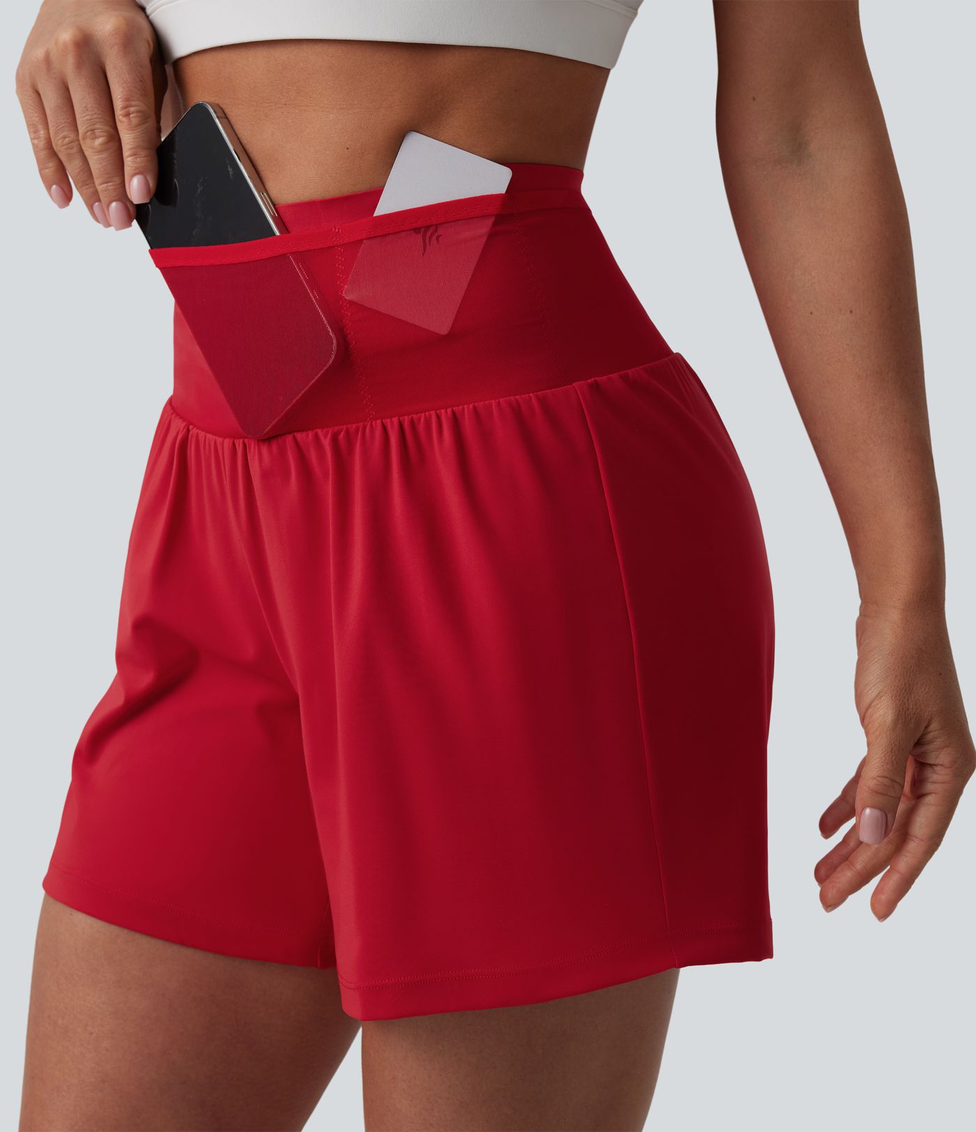 Short yoga 2-en-1 SoftlyZero™ aérien gainant taille haute toucher frais avec poches