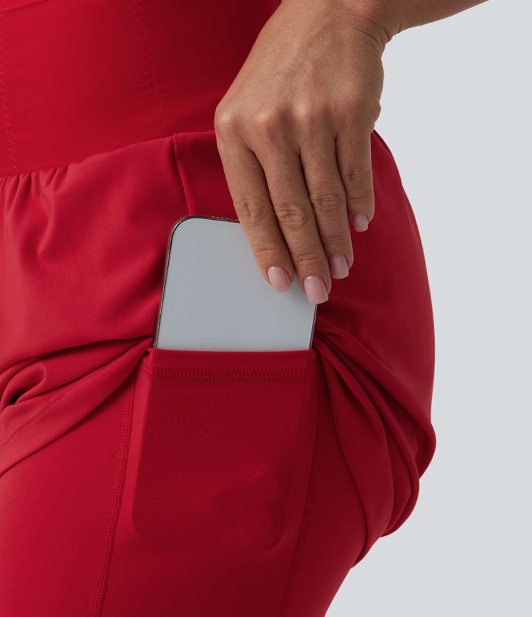 Short yoga 2-en-1 SoftlyZero™ aérien gainant taille haute toucher frais avec poches