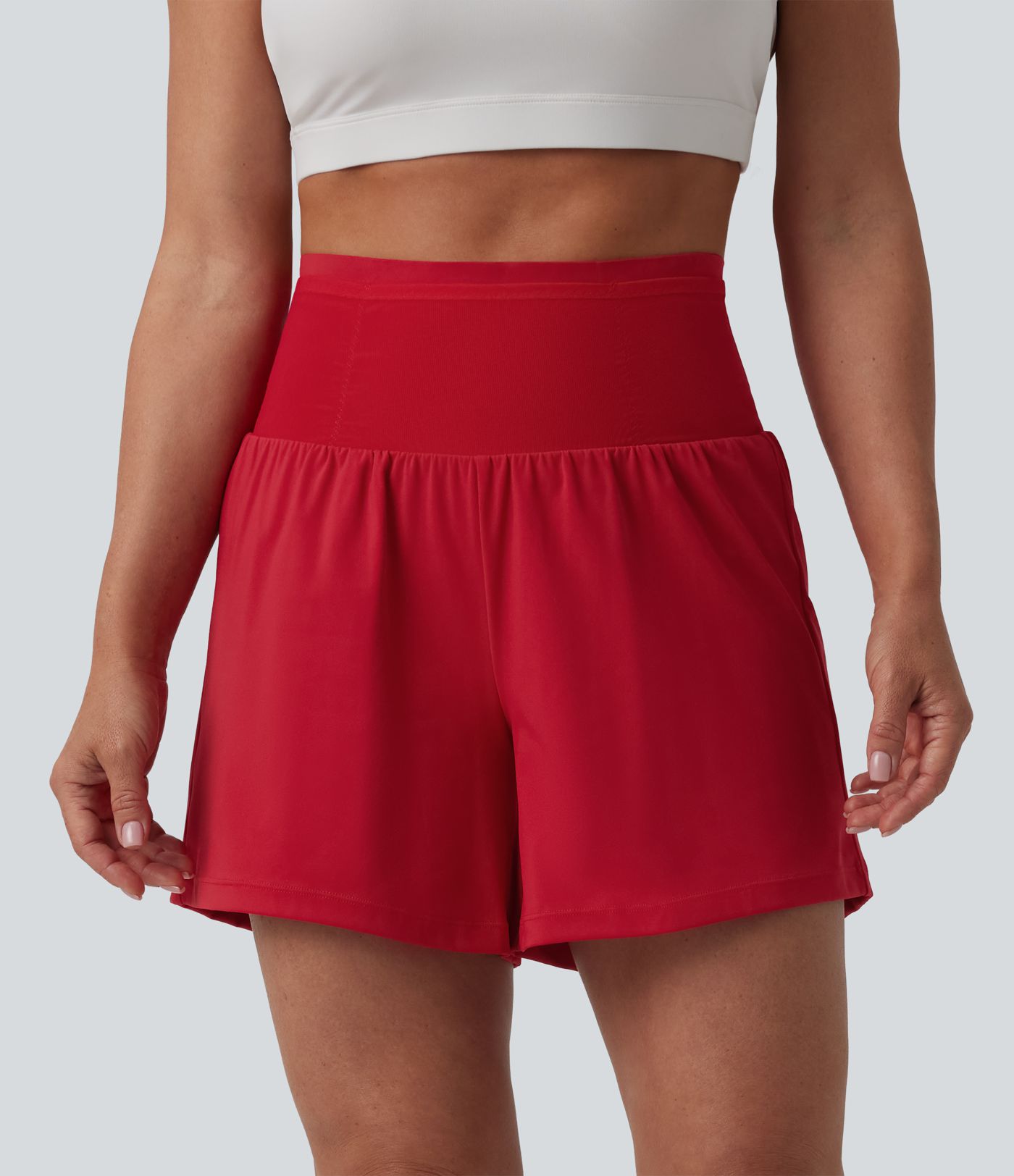 Short yoga 2-en-1 SoftlyZero™ aérien gainant taille haute toucher frais avec poches