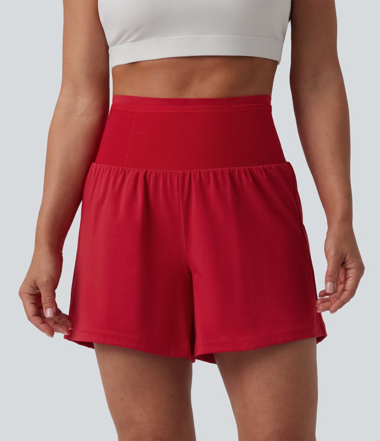 Short yoga 2-en-1 SoftlyZero™ aérien gainant taille haute toucher frais avec poches