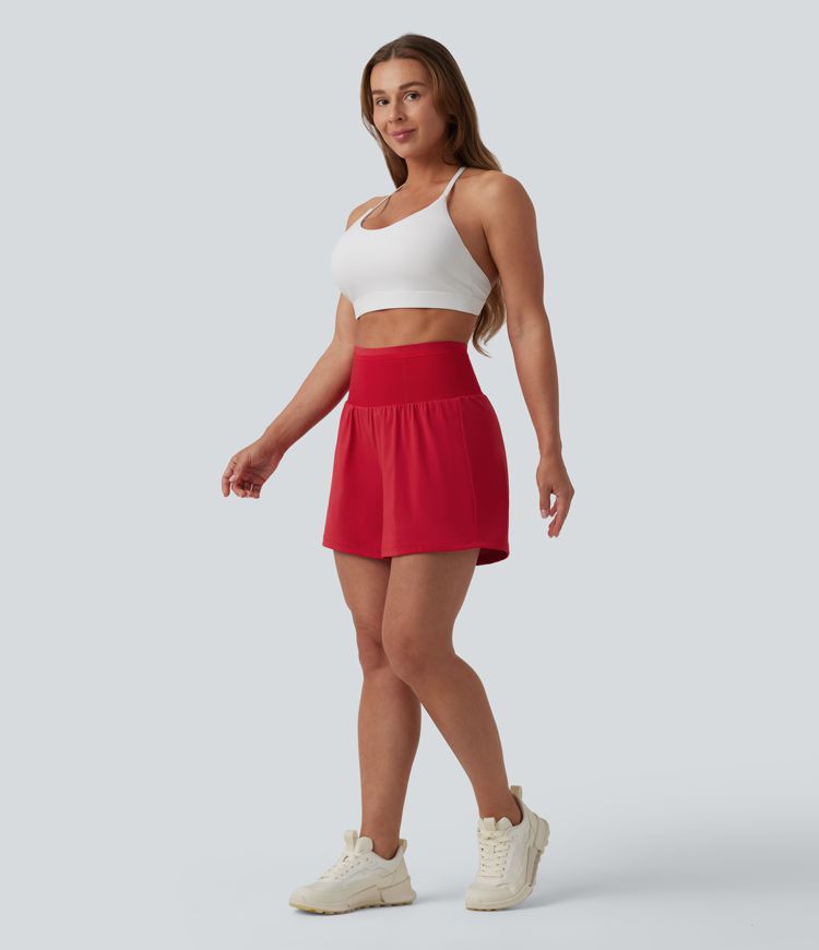 Short yoga 2-en-1 SoftlyZero™ aérien gainant taille haute toucher frais avec poches