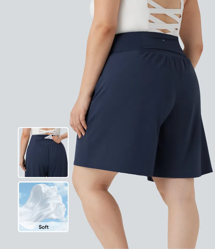 Plus Size SoftlyZero™ Airy High Waisted InstantCool Yoga Bermuda Shorts with Pockets