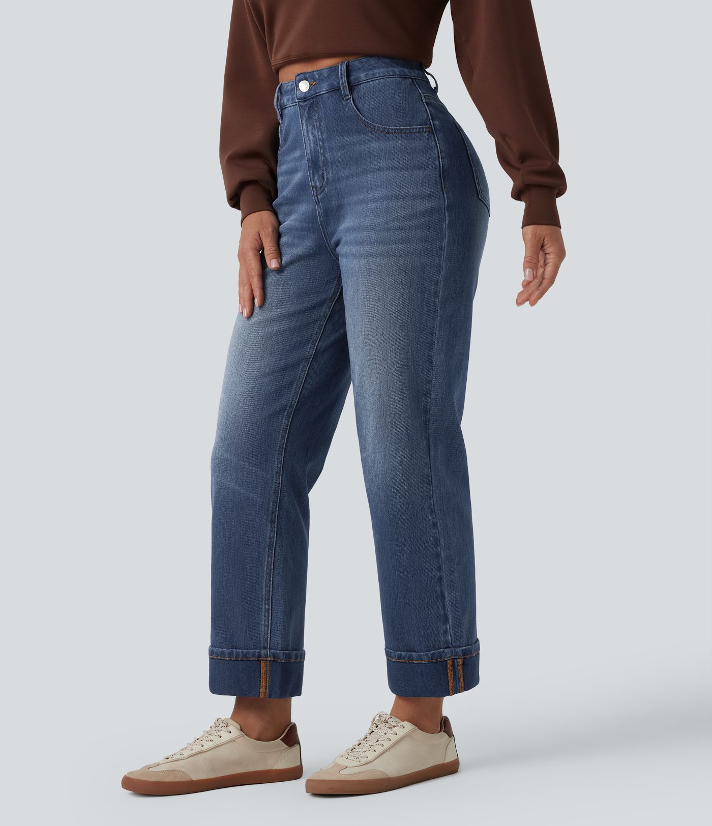 Halara Flex™ High Waisted Straight Leg Casual Jeans with Pockets