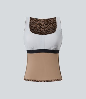 Halara UltraSculpt™ Leopard Print Square Neck Yoga Tank Top